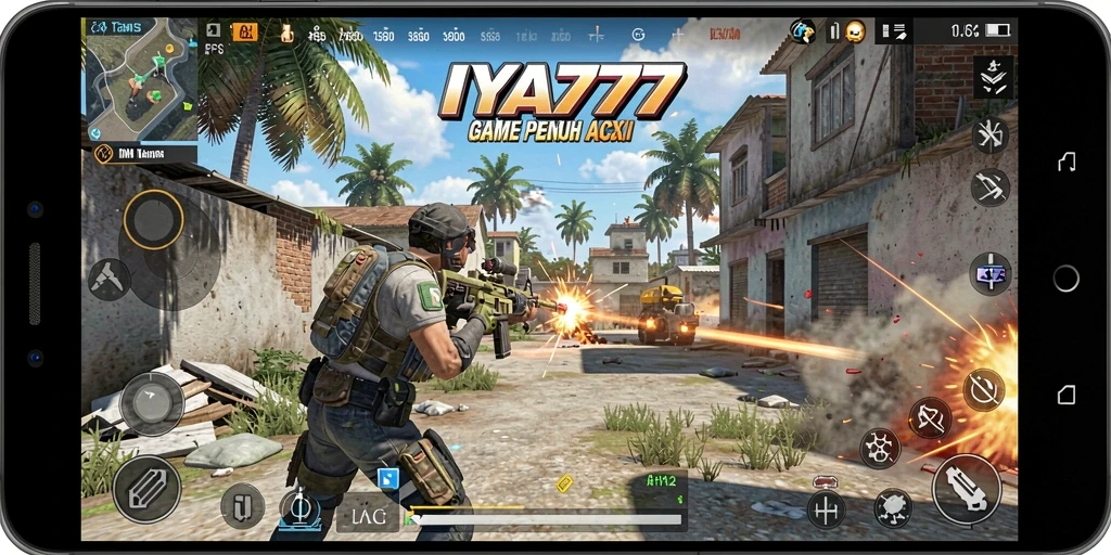 Tangkapan layar gameplay dari IYA777 menunjukkan aksi menembak yang intens.