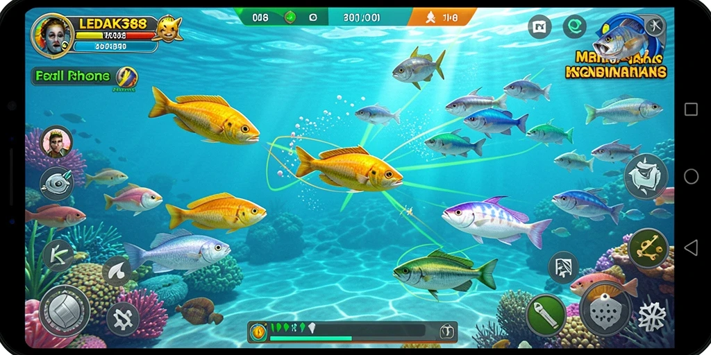 Screenshot menampilkan aksi seru dalam permainan Tembak Ikan LEDAK388.