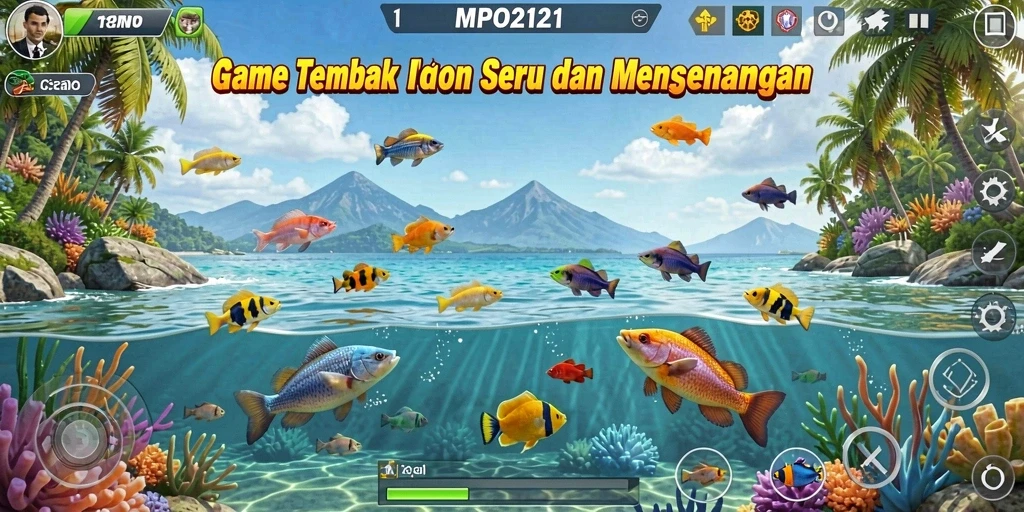 Tampilan ikan dan senjata dalam game Tembak Ikan MPO2121.