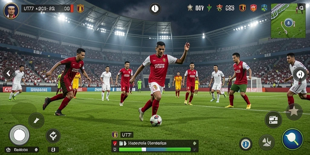 Tangkapan layar menampilkan aksi seru di lapangan sepak bola.